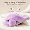 image:imageAnkis Womens Fuzzy Slippers Memory Foam Cross Band Cozy House Slippers Plush Home Fluffy Furry Slippers Open Toe Cute Soft Ladies Indoor Outdoor Slipper Slides Wedding Bride Shoes GiftsPurple