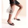 image:imageAnkis Womens Kitten Heel Sandals Square Open Toe Bow Mules Backless Slip On Comfortable Dress Heels for Party DailyBlack Nubuck