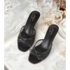 image:imageAnkis Womens Kitten Heel Sandals Square Open Toe Bow Mules Backless Slip On Comfortable Dress Heels for Party DailyBlack Nubuck