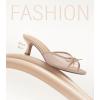 image:imageAnkis Womens Kitten Heel Sandals Square Open Toe Bow Mules Backless Slip On Comfortable Dress Heels for Party DailyNude Nubuck