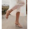 image:imageAnkis Womens Kitten Heel Sandals Square Open Toe Bow Mules Backless Slip On Comfortable Dress Heels for Party DailyNude Nubuck