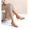 image:imageAnkis Womens Kitten Heel Sandals Square Open Toe Bow Mules Backless Slip On Comfortable Dress Heels for Party DailyNude Nubuck
