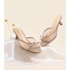 image:imageAnkis Womens Kitten Heel Sandals Square Open Toe Bow Mules Backless Slip On Comfortable Dress Heels for Party DailyNude Nubuck