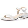 image:imageAnkis Women Nude Black White Sandals for Women Low Heel 1 Inch Dressy Sandal Ankle Strap Open Toe Block Short Heeled Summer Classic Comfortable Graduation Holiday Party Casual Flat ShoesWhite Pu