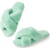 image:imageAnkis Womens Fuzzy Slippers Memory Foam Cross Band Cozy House Slippers Plush Home Fluffy Furry Slippers Open Toe Cute Soft Ladies Indoor Outdoor Slipper Slides Wedding Bride Shoes GiftsMint Green