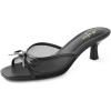 image:imageAnkis Womens Kitten Heel Sandals Square Open Toe Bow Mules Backless Slip On Comfortable Dress Heels for Party DailyBlack Nubuck