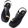 image:imageWomens Toe Ring Thong Sandals Comfortable White Black Flat Sandals for Women 2026 T Strap Square Open Toe Slide Sandals Adjustable Ankle Strap Flip Flops for Summer Beach Casual ShoesBlack