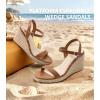 image:imageAnkis Platform Wedge Sandals for Women Black Brown White Nude Espadrille Womens Wedge Sandals Comfortable Open Toe Ankle Strap High Heel Wedges for Women Dressy Summer 34InchBrown Pu