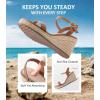 image:imageAnkis Platform Wedge Sandals for Women Black Brown White Nude Espadrille Womens Wedge Sandals Comfortable Open Toe Ankle Strap High Heel Wedges for Women Dressy Summer 34InchBrown Pu