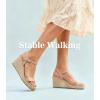 image:imageAnkis Platform Wedge Sandals for Women Black Brown White Nude Espadrille Womens Wedge Sandals Comfortable Open Toe Ankle Strap High Heel Wedges for Women Dressy Summer 34InchNude Suede