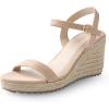 image:imageAnkis Platform Wedge Sandals for Women Black Brown White Nude Espadrille Womens Wedge Sandals Comfortable Open Toe Ankle Strap High Heel Wedges for Women Dressy Summer 34InchNude Suede