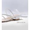 image:imageAnkis Black Nude White Strappy Heels Women 1 Inch Low Chunky Block Heel Heeled Sandals Square Open Toe Slip On Slides MulesSilver Purhinestone