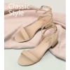 image:imageAnkis Black Nude White Gold Women Sandals Comfortable Walking Strappy Open Toe Sandals for Women Dressy Summer 1 Inch Low Block Heel Flat Adjustable Ankle Strap ShoesNude Nubuck