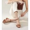 image:imageAnkis Black Nude White Gold Women Sandals Comfortable Walking Strappy Open Toe Sandals for Women Dressy Summer 1 Inch Low Block Heel Flat Adjustable Ankle Strap ShoesBrown