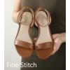 image:imageAnkis Black Nude White Gold Women Sandals Comfortable Walking Strappy Open Toe Sandals for Women Dressy Summer 1 Inch Low Block Heel Flat Adjustable Ankle Strap ShoesBrown