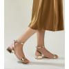 image:imageAnkis Black Nude White Gold Women Sandals Comfortable Walking Strappy Open Toe Sandals for Women Dressy Summer 1 Inch Low Block Heel Flat Adjustable Ankle Strap ShoesGold Pu