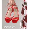 image:imageAnkis Black Nude White Gold Women Sandals Comfortable Walking Strappy Open Toe Sandals for Women Dressy Summer 1 Inch Low Block Heel Flat Adjustable Ankle Strap ShoesRed Satin