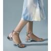 image:imageAnkis Black Nude White Gold Women Sandals Comfortable Walking Strappy Open Toe Sandals for Women Dressy Summer 1 Inch Low Block Heel Flat Adjustable Ankle Strap ShoesSilver Pu