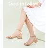 image:imageAnkis Black Nude White Gold Women Sandals Comfortable Walking Strappy Open Toe Sandals for Women Dressy Summer 1 Inch Low Block Heel Flat Adjustable Ankle Strap ShoesNude Nubuck