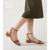 image:imageAnkis Black Nude White Gold Women Sandals Comfortable Walking Strappy Open Toe Sandals for Women Dressy Summer 1 Inch Low Block Heel Flat Adjustable Ankle Strap ShoesBrown