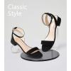 image:imageAnkis Black Nude White Gold Women Sandals Comfortable Walking Strappy Open Toe Sandals for Women Dressy Summer 1 Inch Low Block Heel Flat Adjustable Ankle Strap ShoesBlack Nubuck