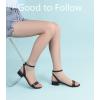 image:imageAnkis Black Nude White Gold Women Sandals Comfortable Walking Strappy Open Toe Sandals for Women Dressy Summer 1 Inch Low Block Heel Flat Adjustable Ankle Strap ShoesBlack Pu