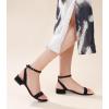 image:imageAnkis Black Nude White Gold Women Sandals Comfortable Walking Strappy Open Toe Sandals for Women Dressy Summer 1 Inch Low Block Heel Flat Adjustable Ankle Strap ShoesBlack Nubuck