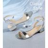 image:imageAnkis Black Nude White Gold Women Sandals Comfortable Walking Strappy Open Toe Sandals for Women Dressy Summer 1 Inch Low Block Heel Flat Adjustable Ankle Strap ShoesSilver Pu