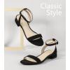 image:imageAnkis Black Nude White Gold Women Sandals Comfortable Walking Strappy Open Toe Sandals for Women Dressy Summer 1 Inch Low Block Heel Flat Adjustable Ankle Strap ShoesBlack Suede