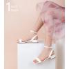 image:imageAnkis Black Nude White Gold Women Sandals Comfortable Walking Strappy Open Toe Sandals for Women Dressy Summer 1 Inch Low Block Heel Flat Adjustable Ankle Strap ShoesWhite Pu