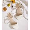 image:imageAnkis Black Nude White Gold Women Sandals Comfortable Walking Strappy Open Toe Sandals for Women Dressy Summer 1 Inch Low Block Heel Flat Adjustable Ankle Strap ShoesWhite Pearl
