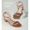 image:imageAnkis Black Nude White Gold Women Sandals Comfortable Walking Strappy Open Toe Sandals for Women Dressy Summer 1 Inch Low Block Heel Flat Adjustable Ankle Strap ShoesBrown