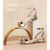 image:imageAnkis Black Nude White Gold Women Sandals Comfortable Walking Strappy Open Toe Sandals for Women Dressy Summer 1 Inch Low Block Heel Flat Adjustable Ankle Strap ShoesGold Pu