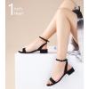 image:imageAnkis Black Nude White Gold Women Sandals Comfortable Walking Strappy Open Toe Sandals for Women Dressy Summer 1 Inch Low Block Heel Flat Adjustable Ankle Strap ShoesBlack Nubuck