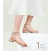 image:imageAnkis Black Nude White Gold Women Sandals Comfortable Walking Strappy Open Toe Sandals for Women Dressy Summer 1 Inch Low Block Heel Flat Adjustable Ankle Strap ShoesNude Nubuck