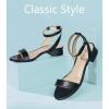 image:imageAnkis Black Nude White Gold Women Sandals Comfortable Walking Strappy Open Toe Sandals for Women Dressy Summer 1 Inch Low Block Heel Flat Adjustable Ankle Strap ShoesBlack Pu