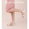image:imageAnkis Black Nude White Gold Women Sandals Comfortable Walking Strappy Open Toe Sandals for Women Dressy Summer 1 Inch Low Block Heel Flat Adjustable Ankle Strap ShoesWhite Pu