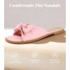 image:imageWhite Sandals Womens Bow Flat Sandals Dressy  Cute Summer Beach Sandals for Women 2026 Square Open Toe Comfortable Slip On Slide Sandals Bride Wedding Bridal Dress Shoes Slippers Balck Pink Gold NudePink