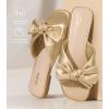 image:imageWhite Sandals Womens Bow Flat Sandals Dressy  Cute Summer Beach Sandals for Women 2026 Square Open Toe Comfortable Slip On Slide Sandals Bride Wedding Bridal Dress Shoes Slippers Balck Pink Gold NudeGold
