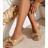 image:imageWhite Sandals Womens Bow Flat Sandals Dressy  Cute Summer Beach Sandals for Women 2026 Square Open Toe Comfortable Slip On Slide Sandals Bride Wedding Bridal Dress Shoes Slippers Balck Pink Gold NudeGold