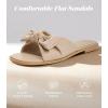 image:imageWhite Sandals Womens Bow Flat Sandals Dressy  Cute Summer Beach Sandals for Women 2026 Square Open Toe Comfortable Slip On Slide Sandals Bride Wedding Bridal Dress Shoes Slippers Balck Pink Gold NudeNude