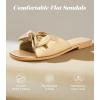image:imageWhite Sandals Womens Bow Flat Sandals Dressy  Cute Summer Beach Sandals for Women 2026 Square Open Toe Comfortable Slip On Slide Sandals Bride Wedding Bridal Dress Shoes Slippers Balck Pink Gold NudeGold