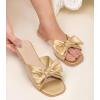 image:imageWhite Sandals Womens Bow Flat Sandals Dressy  Cute Summer Beach Sandals for Women 2026 Square Open Toe Comfortable Slip On Slide Sandals Bride Wedding Bridal Dress Shoes Slippers Balck Pink Gold NudeGold