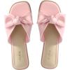 image:imageWhite Sandals Womens Bow Flat Sandals Dressy  Cute Summer Beach Sandals for Women 2026 Square Open Toe Comfortable Slip On Slide Sandals Bride Wedding Bridal Dress Shoes Slippers Balck Pink Gold NudePink