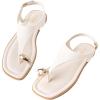 image:imageWomens Toe Ring Thong Flat Sandals Adjustable Ankle Buckle Strap Open Toe Comfort Flip Flops Summer Beach Casual ShoesWhite
