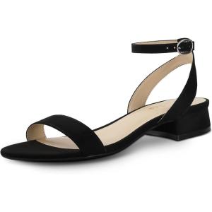 image:imageAnkis Black Nude White Gold Women Sandals Comfortable Walking Strappy Open Toe Sandals for Women Dressy Summer 1 Inch Low Block Heel Flat Adjustable Ankle Strap ShoesBlack Suede