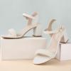 image:imageAnkis Nude Black Heels 25 Block Chunky White Clear Silver Heel Dressy Open Toe Heels For Women Ankle Strap Low Short Thick Strappy Dress Comfortable Sandal Casual Party Wedding Event Summer ShoesWhite Pearl