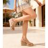 image:imageAnkis Wedge Sandals for Women Espadrille Womens Wedge Sandals Comfortable Open Toe Cross Band Ankle Strap High Heel Wedges for Women Dressy Summer 34InchNude Suede