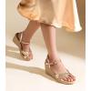 image:imageAnkis Wedge Sandals for Women Espadrille Womens Wedge Sandals Comfortable Open Toe Cross Band Ankle Strap High Heel Wedges for Women Dressy Summer 34InchGold Pu