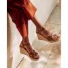 image:imageAnkis Wedge Sandals for Women Espadrille Womens Wedge Sandals Comfortable Open Toe Cross Band Ankle Strap High Heel Wedges for Women Dressy Summer 34InchBrown Pu